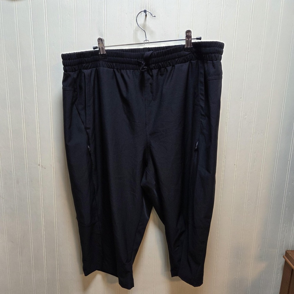 Baleaf Pants Mens 2XL Black Cropped Athletic Stretch Elastic Waist Zip Pockets